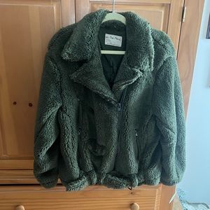 Free People Green Faux Fur Jacket